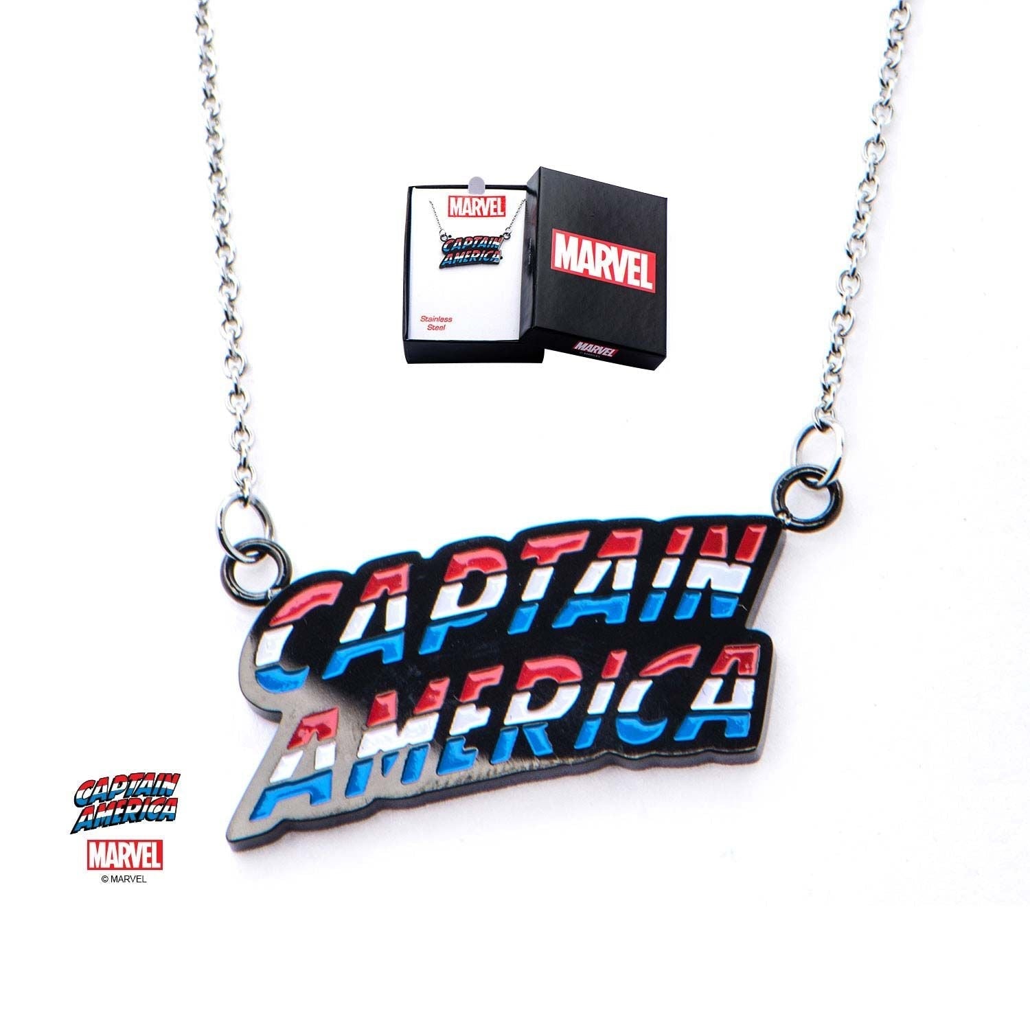 MARVEL Marvel Captain America Lettering Pendant Necklaces -Rebel Bod-RebelBod