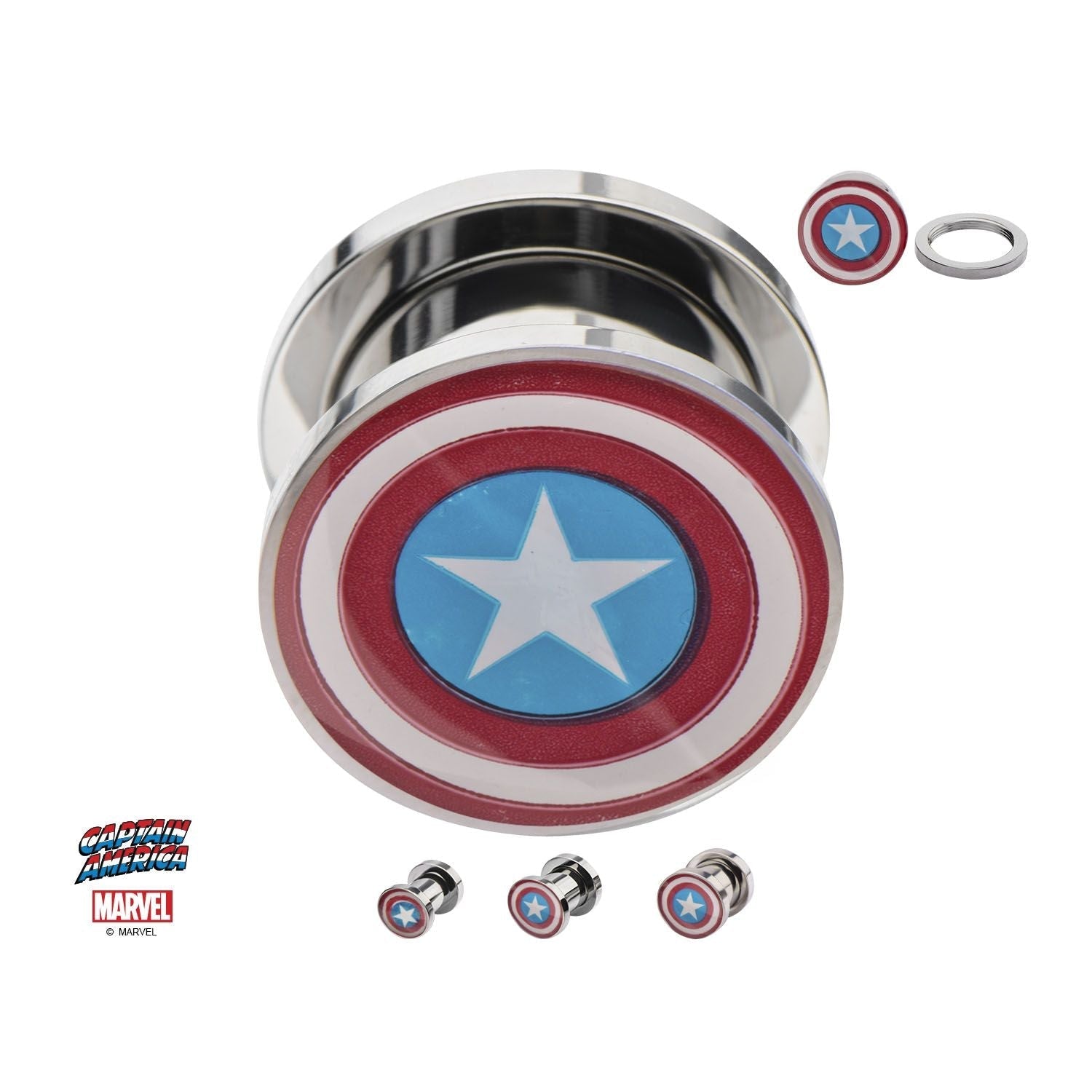MARVEL Marvel Captain America Logo Front Screw Fit Plug A -Rebel Bod-RebelBod