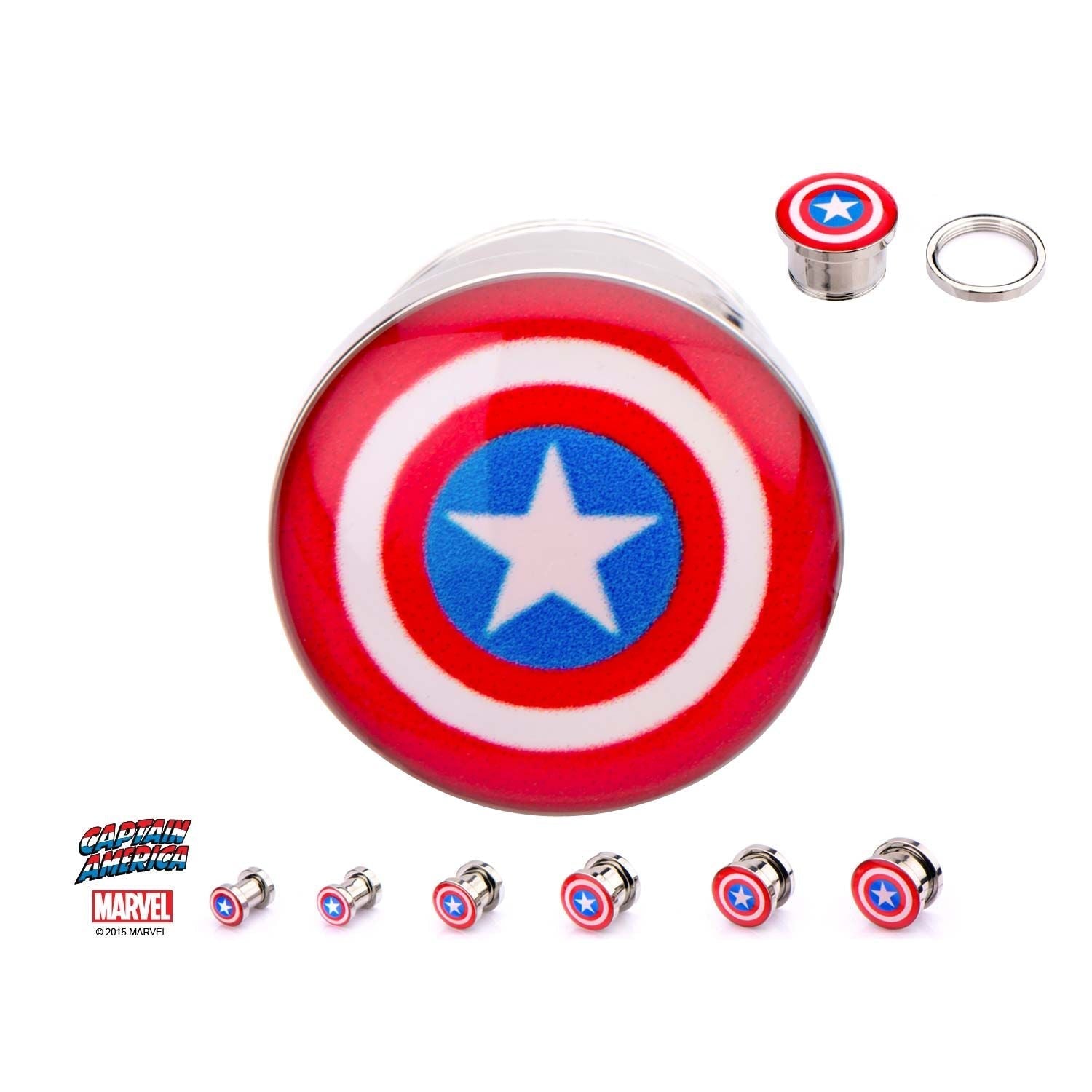 MARVEL Marvel Captain America Logo Fronts Screw Fit Plug -Rebel Bod-RebelBod
