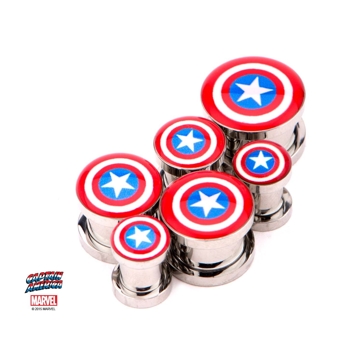 MARVEL Marvel Captain America Logo Fronts Screw Fit Plug -Rebel Bod-RebelBod