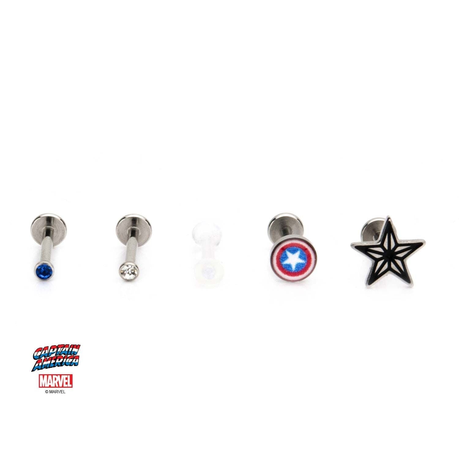 MARVEL Marvel Captain America Logo Gem Top Labret 5pcs -Rebel Bod-RebelBod
