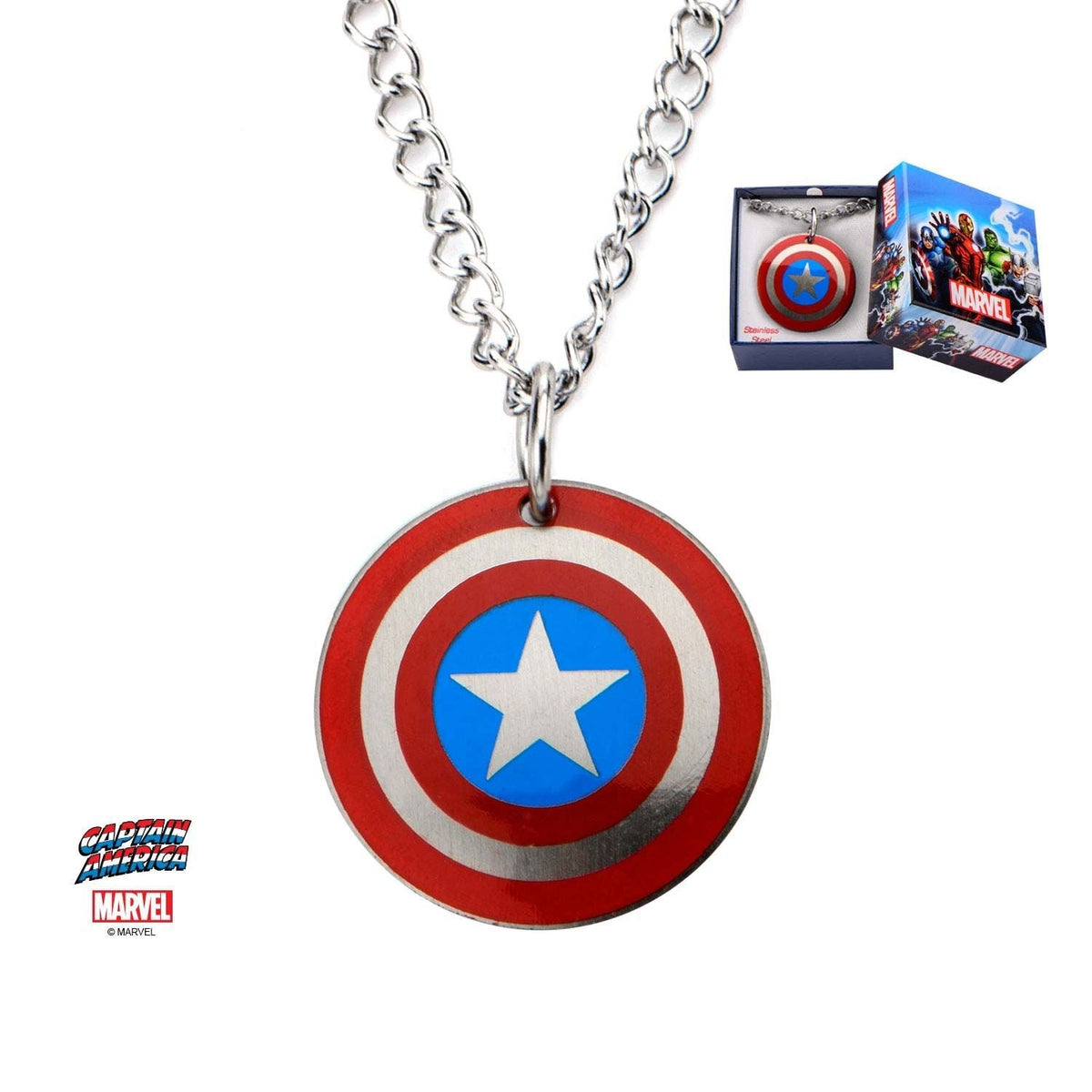 MARVEL Marvel Captain America Logo Kids Pendant Necklace -Rebel Bod-RebelBod