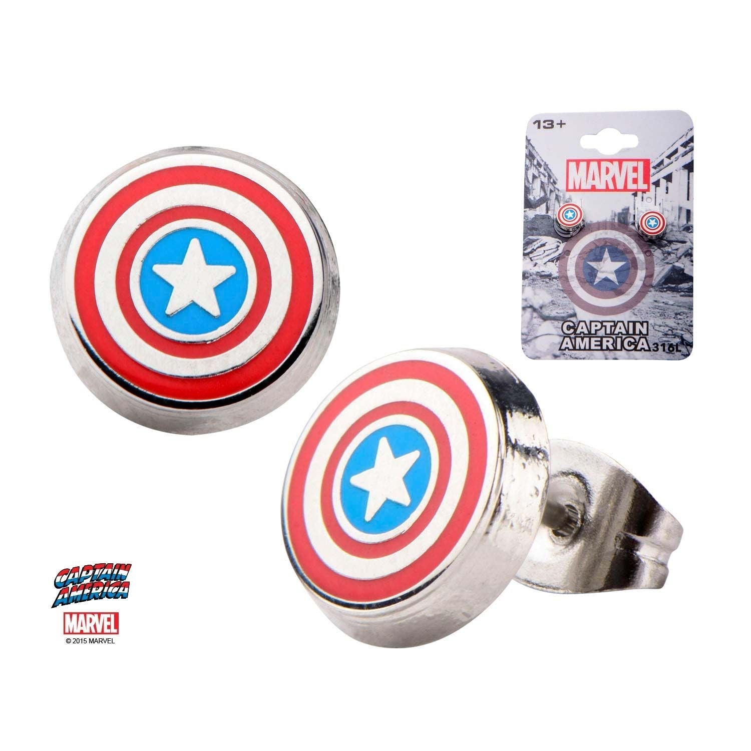 MARVEL Marvel Captain America Logo Round Ear Studs -Rebel Bod-RebelBod