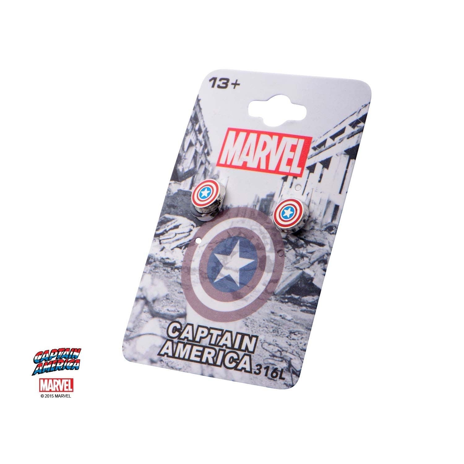 MARVEL Marvel Captain America Logo Round Ear Studs -Rebel Bod-RebelBod