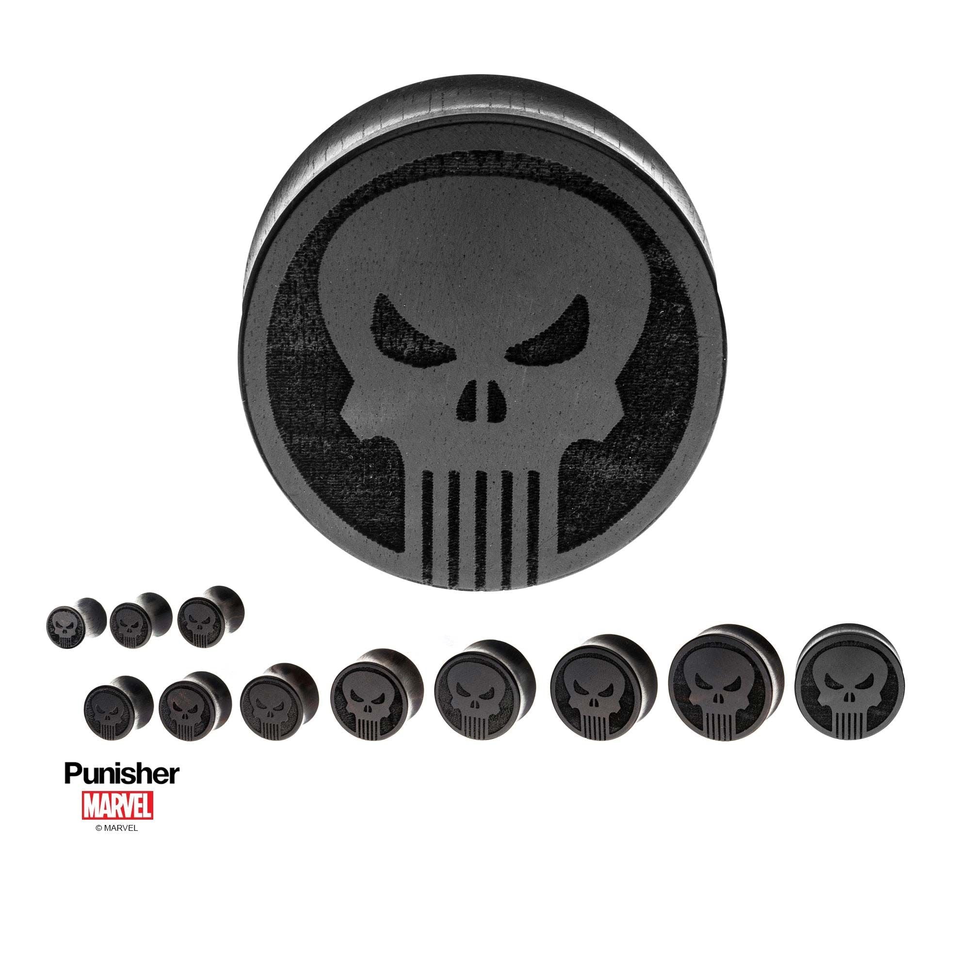 MARVEL Marvel Punisher Double Flare Iron Wood Plug -Rebel Bod-RebelBod