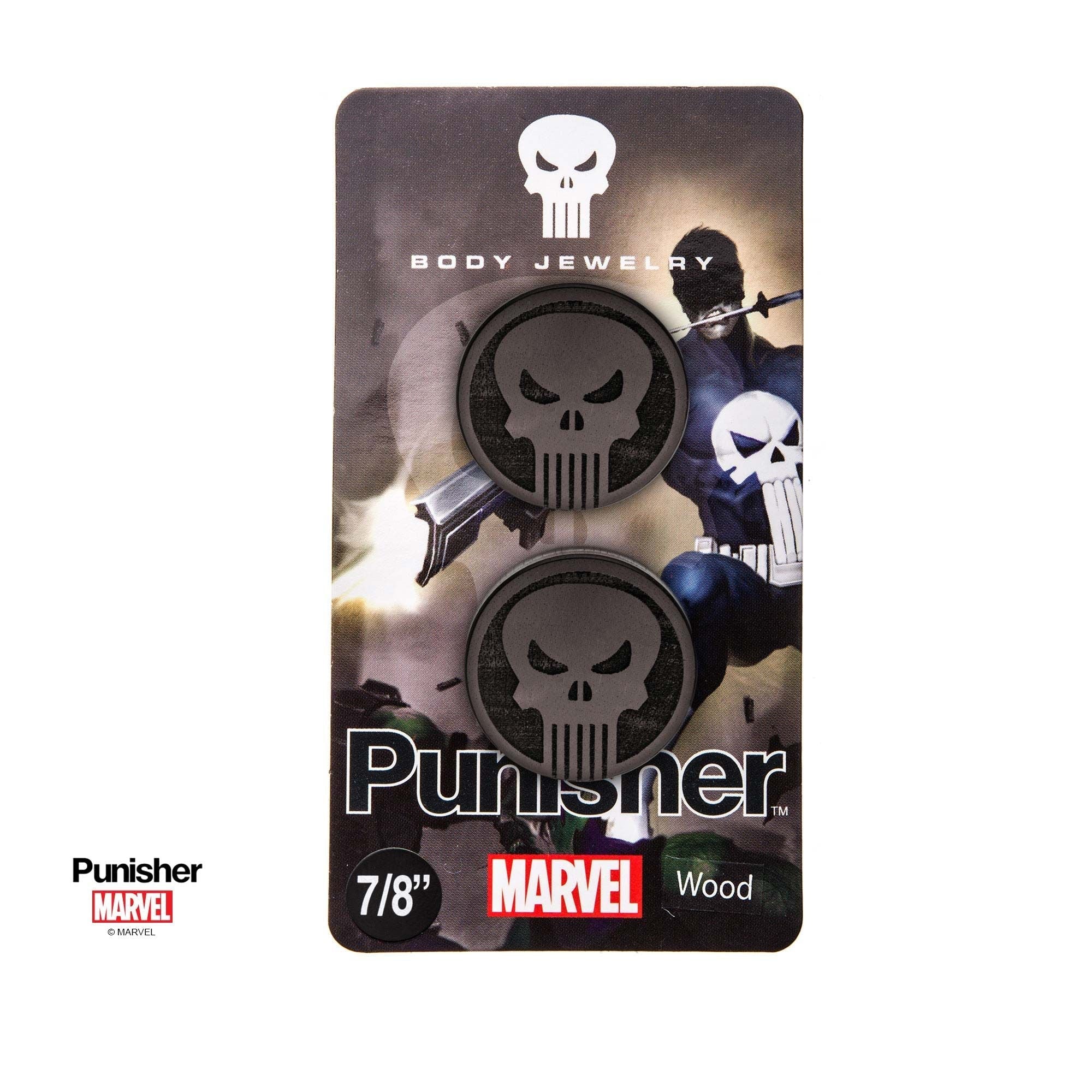 MARVEL Marvel Punisher Double Flare Iron Wood Plug -Rebel Bod-RebelBod