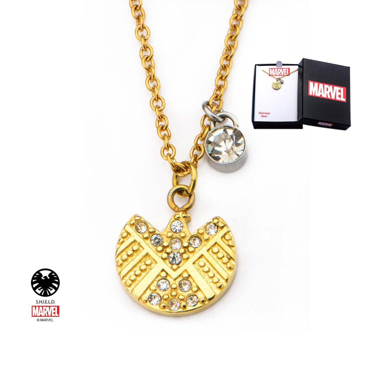 MARVEL Marvel S.H.I.E.L.D. Logo Clear Gem Pendant Necklace -Rebel Bod-RebelBod