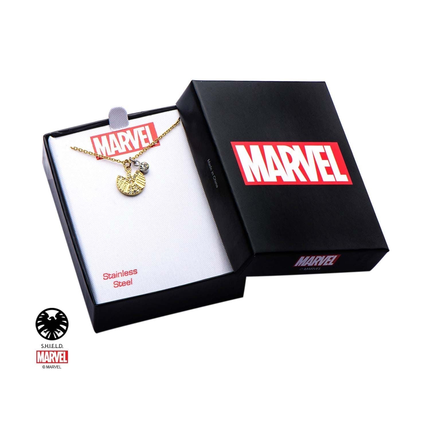 MARVEL Marvel S.H.I.E.L.D. Logo Clear Gem Pendant Necklace -Rebel Bod-RebelBod