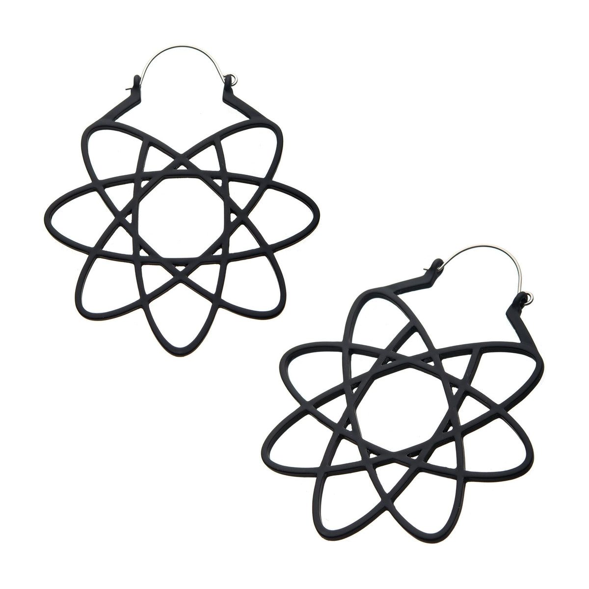 Tapers - Hanging Matte Black Geometry Plug Hoops -Rebel Bod-RebelBod