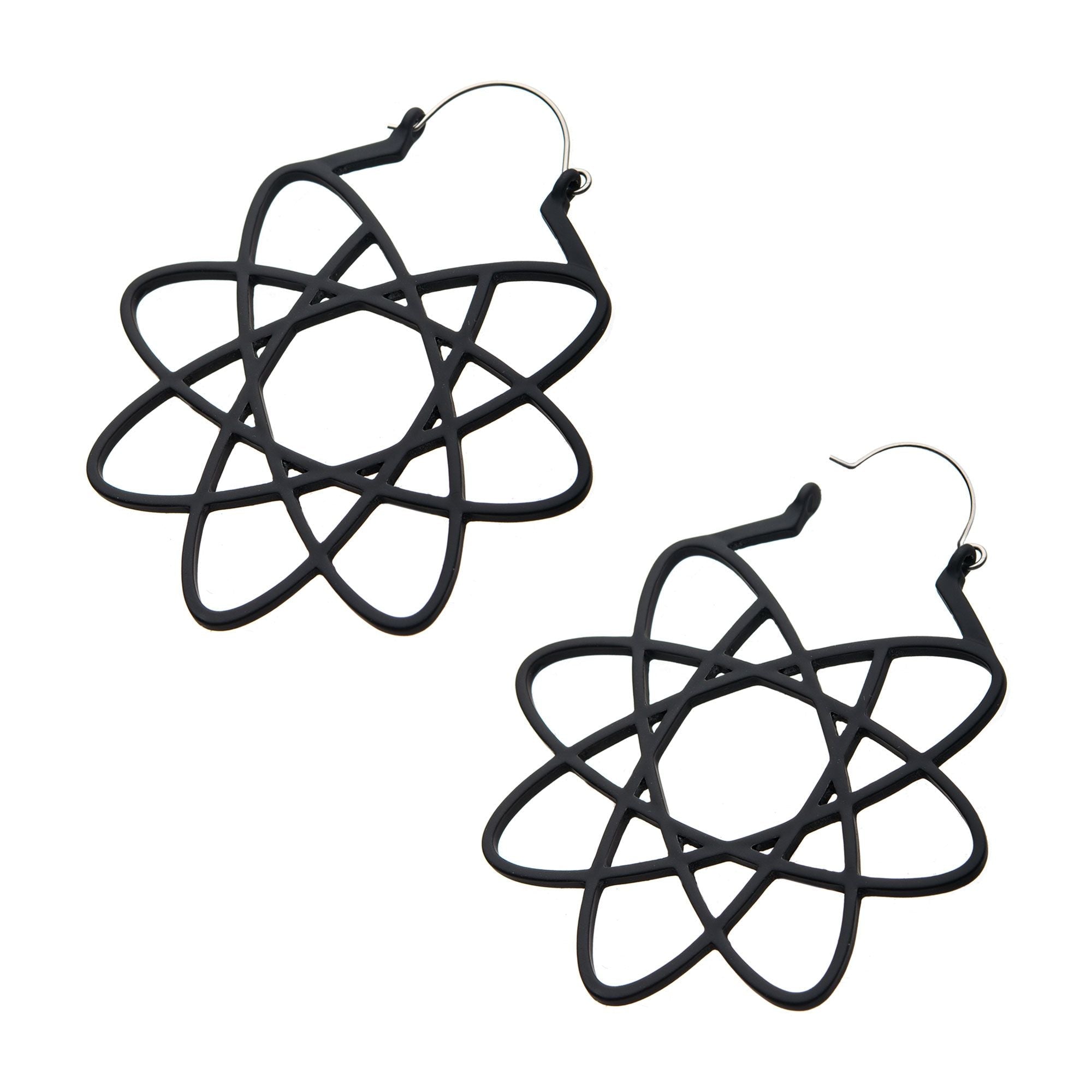 Tapers - Hanging Matte Black Geometry Plug Hoops -Rebel Bod-RebelBod