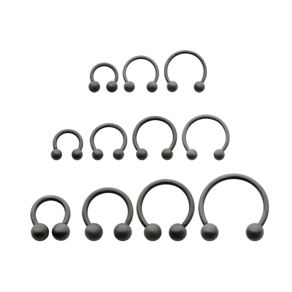 CIRCULAR BARBELL | HORSESHOE Matte Black Titanium Plated Surgical Steel Horseshoe sbvhtm -Rebel Bod-RebelBod