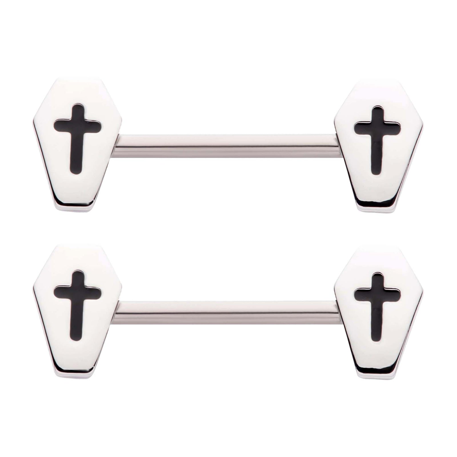 Nipple Matte Finish Coffin Cross Nipple Barbell np2194-pr -Rebel Bod-RebelBod