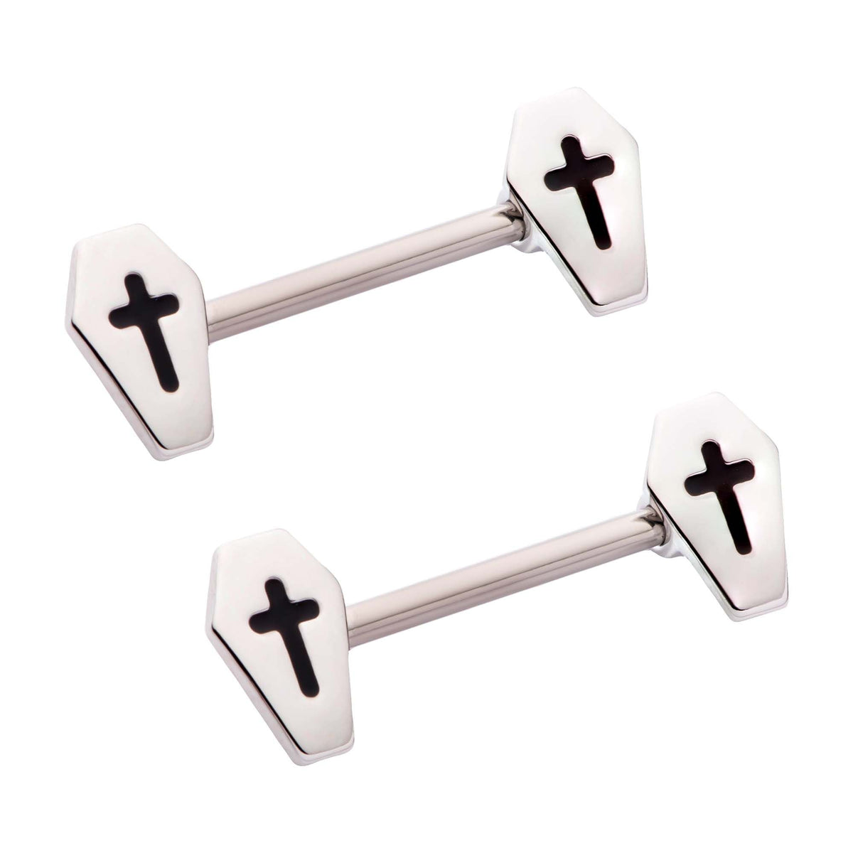 Nipple Matte Finish Coffin Cross Nipple Barbell np2194-pr -Rebel Bod-RebelBod