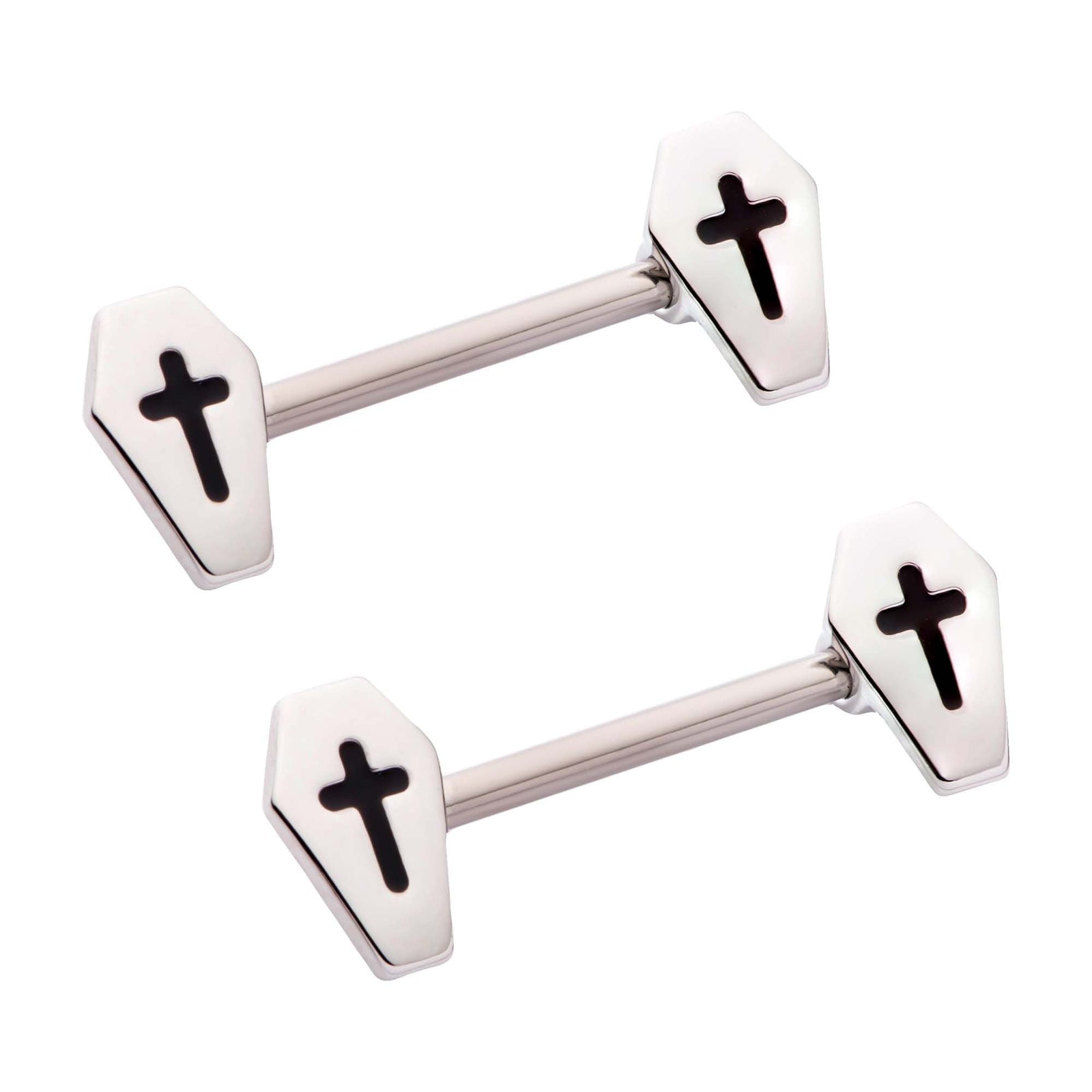 Nipple Matte Finish Coffin Cross Nipple Barbell np2194-pr -Rebel Bod-RebelBod