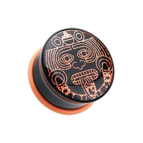 Mayan Calendar God Single Flared Ear Gauge Plug - 1 Pair