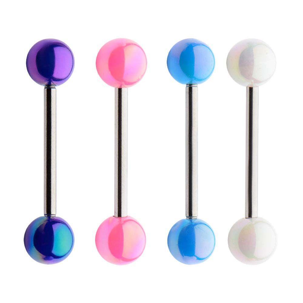 Tongue Barbells Metalic Color Pop Coated Acrylic Balls Barbell sbvbbu207v7 -Rebel Bod-RebelBod
