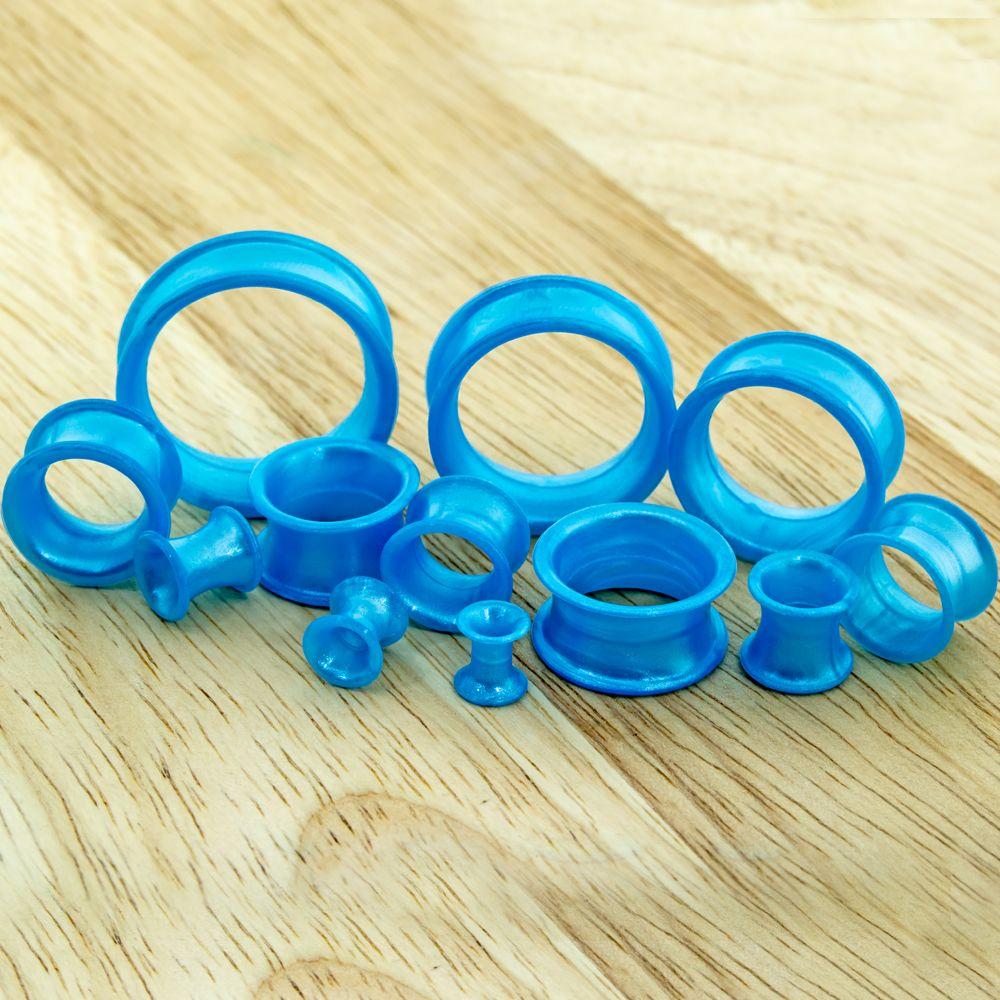 Tunnels - Double Flare Metallic Light Blue Silicone Tunnel - 1 Piece -Rebel Bod-RebelBod