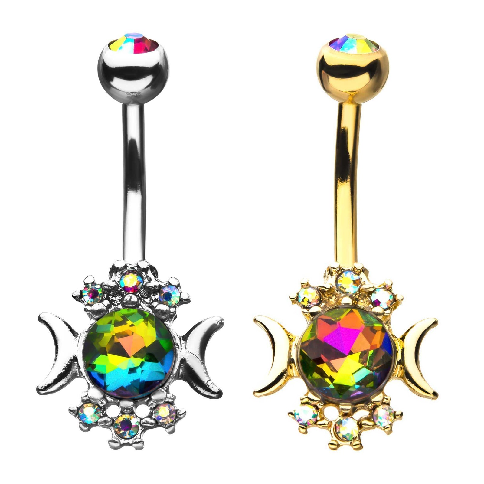 Moon and Sun Rainbow Gem Fixed Navels sbvnsq6000