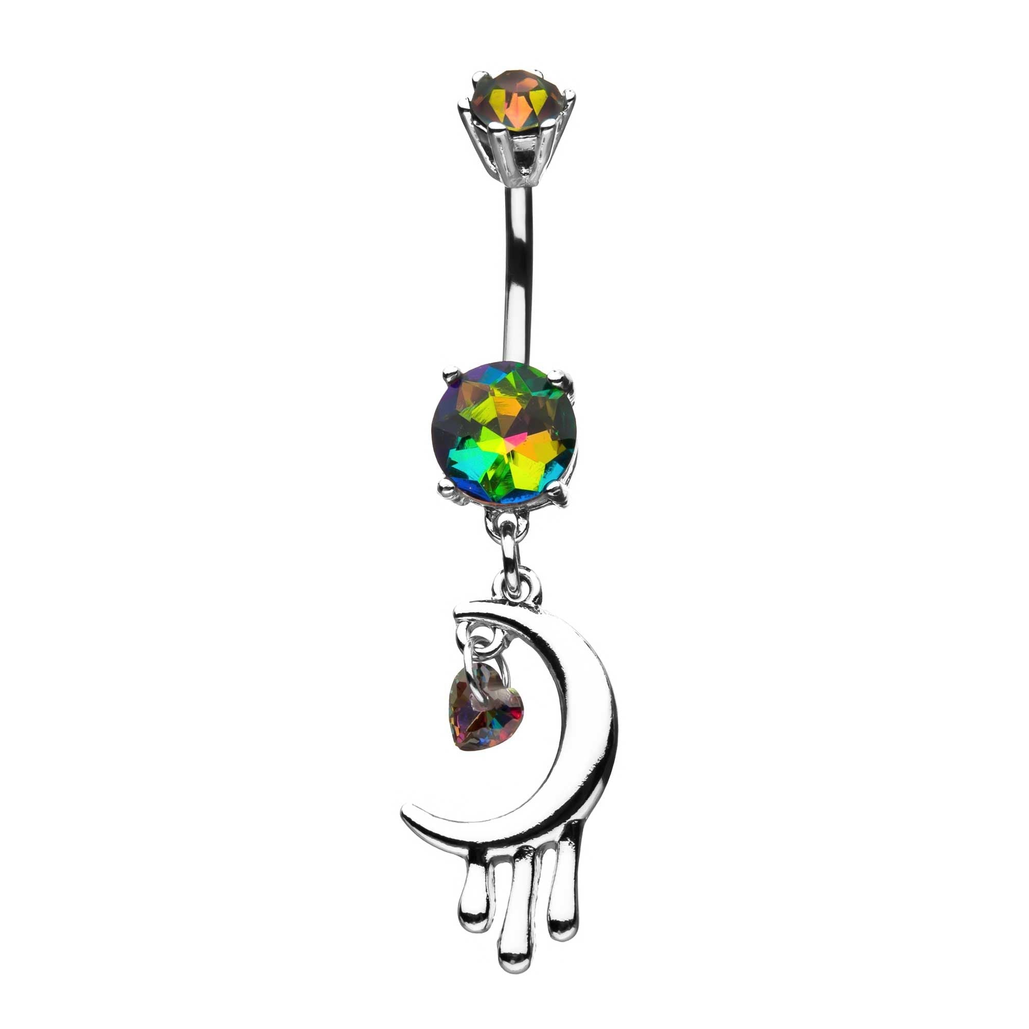 TBD-Belly Moon Heart Rainbow CZ Dangle Navels -Rebel Bod-RebelBod