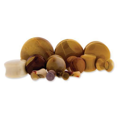 Moukaite Jasper Stone Plugs - 1 Pair