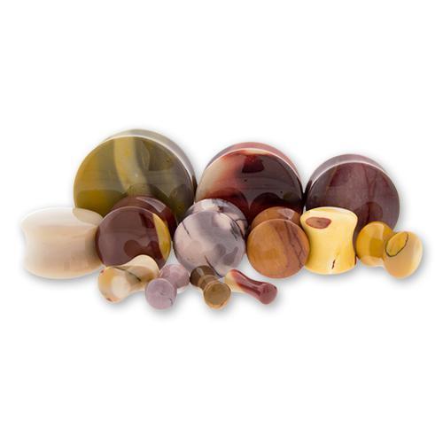 Moukaite Jasper Stone Plugs - 1 Pair