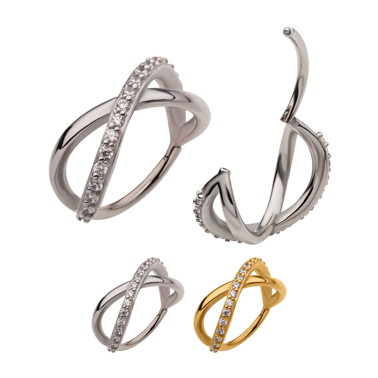 SEAMLESS CLICKER Multi Clear CZ Infinity Side Facing Hinged Segment Clicker -Rebel Bod-RebelBod