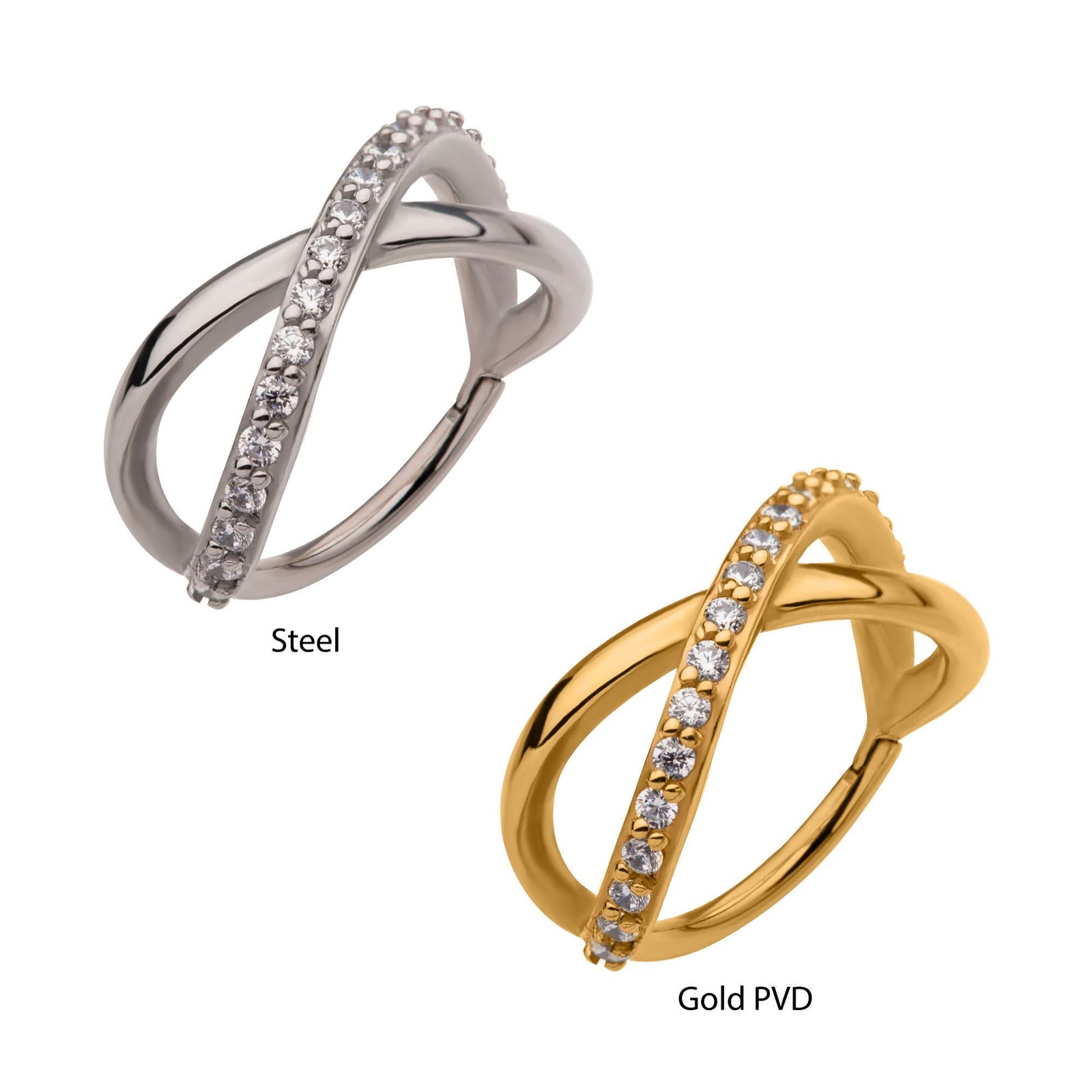 SEAMLESS CLICKER Multi Clear CZ Infinity Side Facing Hinged Segment Clicker -Rebel Bod-RebelBod