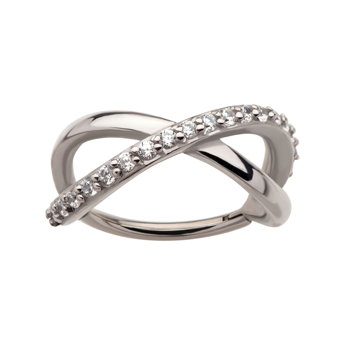 SEAMLESS CLICKER Multi Clear CZ Infinity Side Facing Hinged Segment Clicker -Rebel Bod-RebelBod