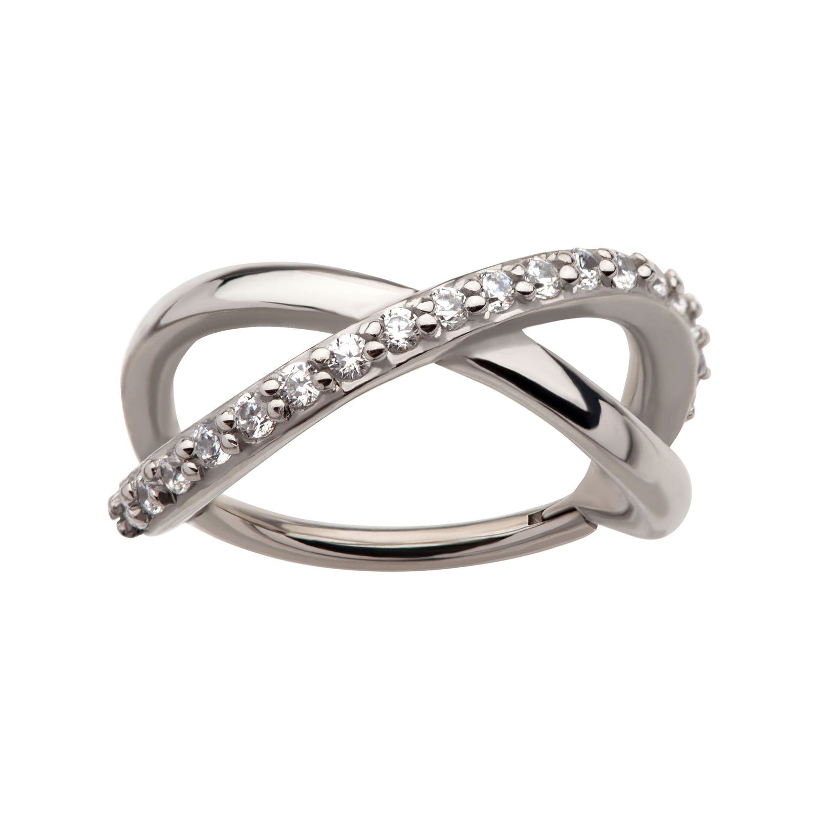 SEAMLESS CLICKER Multi Clear CZ Infinity Side Facing Hinged Segment Clicker -Rebel Bod-RebelBod
