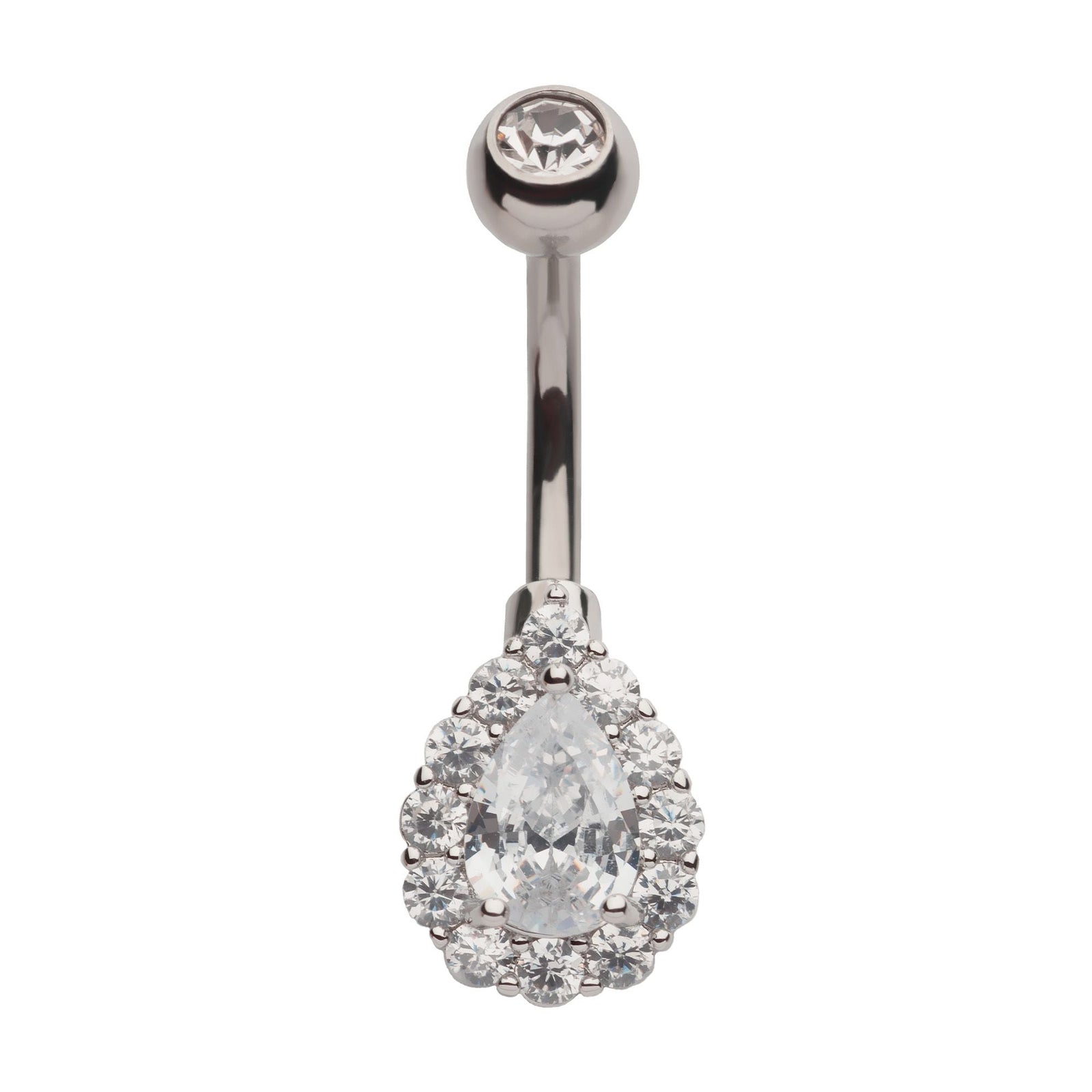 Belly Multi Clear CZ Teardrop Shape Fixed Navel nesl-22046c -Rebel Bod-RebelBod