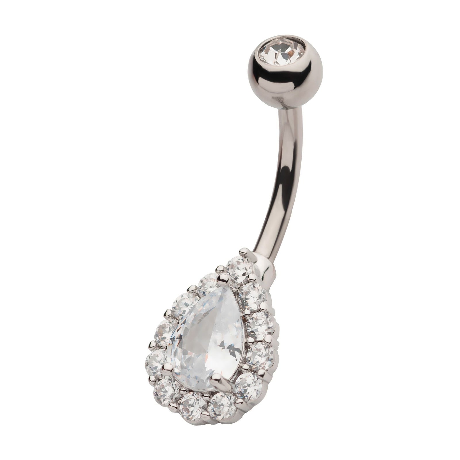 Belly Multi Clear CZ Teardrop Shape Fixed Navel nesl-22046c -Rebel Bod-RebelBod