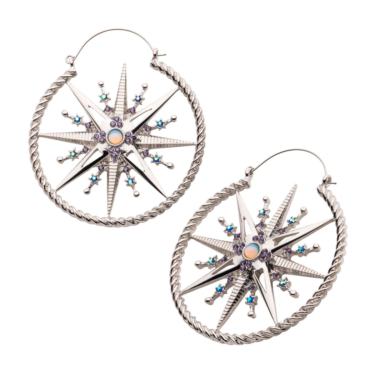 Tapers - Hanging Multi Gem Celestial Starburst Plug Hoops -Rebel Bod-RebelBod