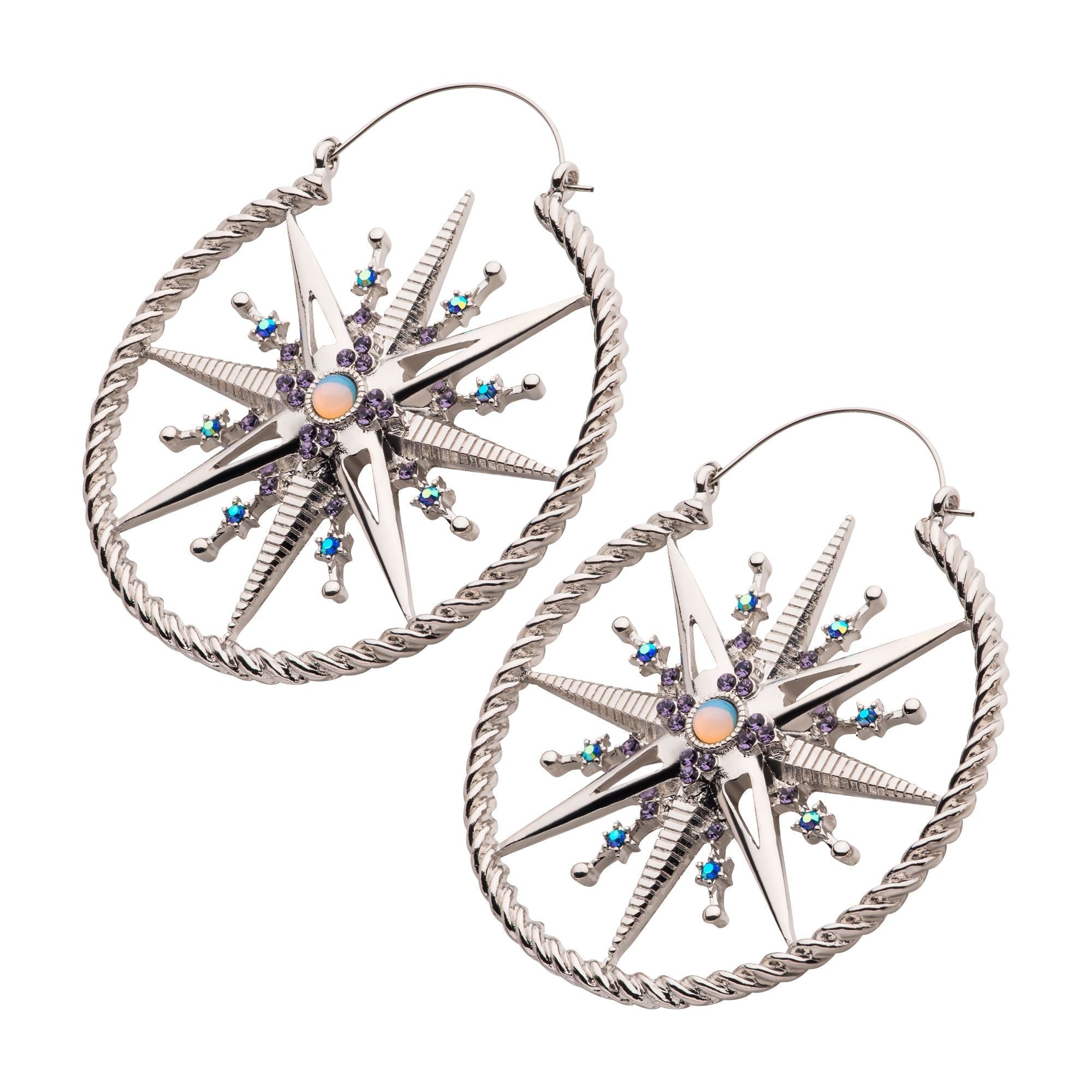 Tapers - Hanging Multi Gem Celestial Starburst Plug Hoops -Rebel Bod-RebelBod