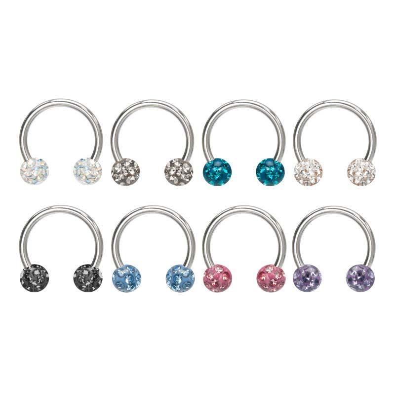 CIRCULAR BARBELL | HORSESHOE Multigem horseshoes with resin coated. sbvhs815743 -Rebel Bod-RebelBod