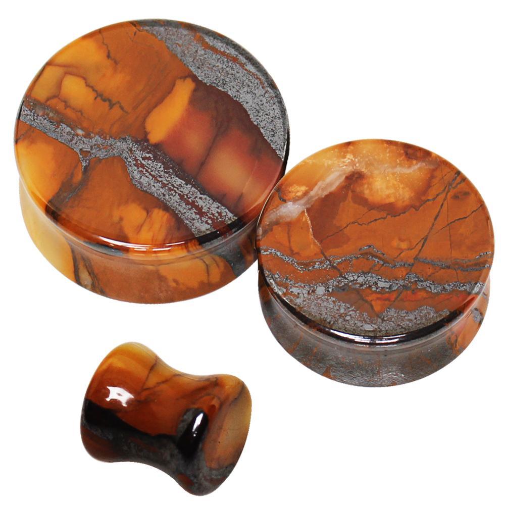 Natural Sunset Jasper Stone Saddle Plug - 1 Piece