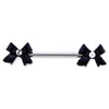 Nipple Barbell Black Bow Clear Gem - 1 Piece
