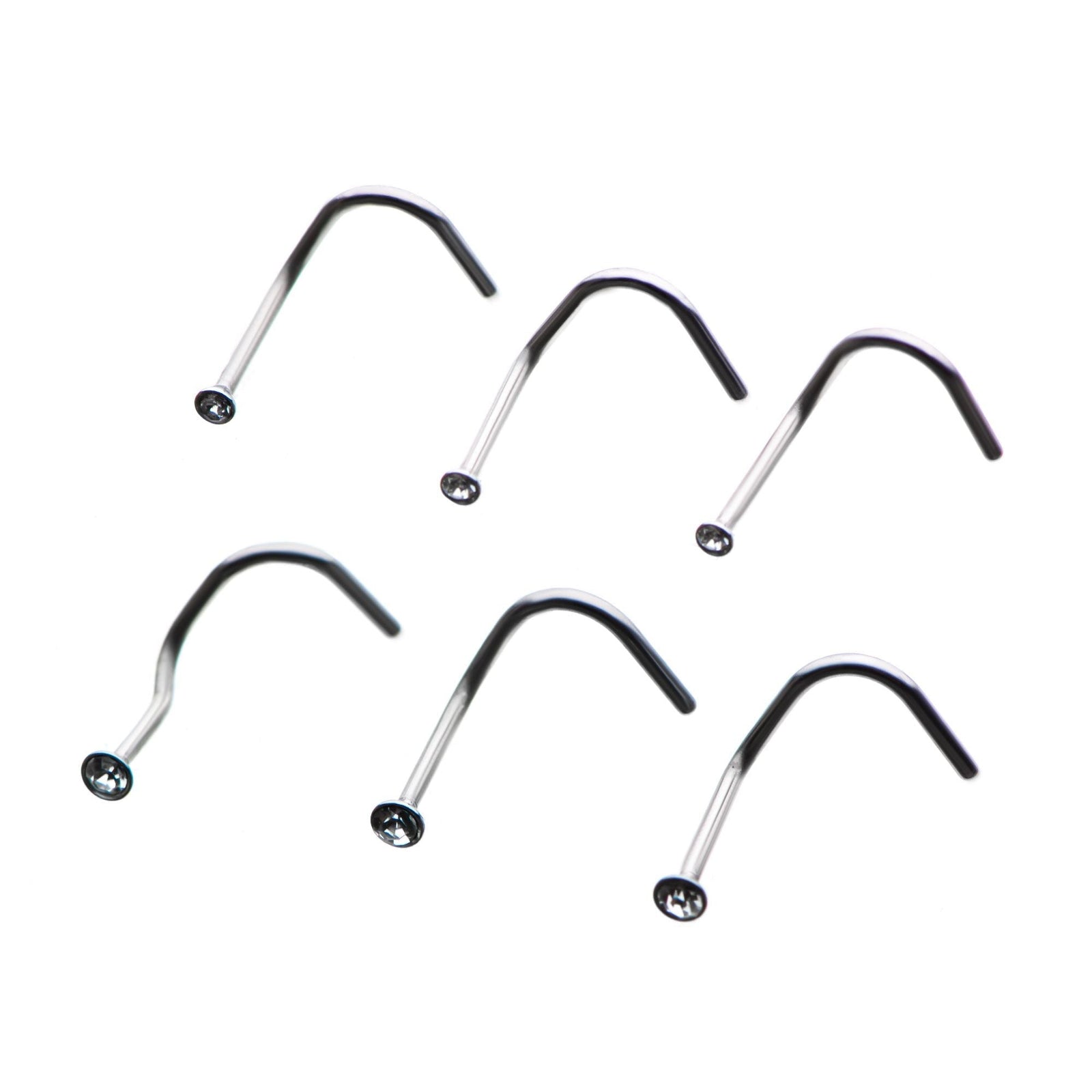 Nose Ring - Nose Screw Nose Srews Clear Gem Multi Packs - 1 Pack -Rebel Bod-RebelBod