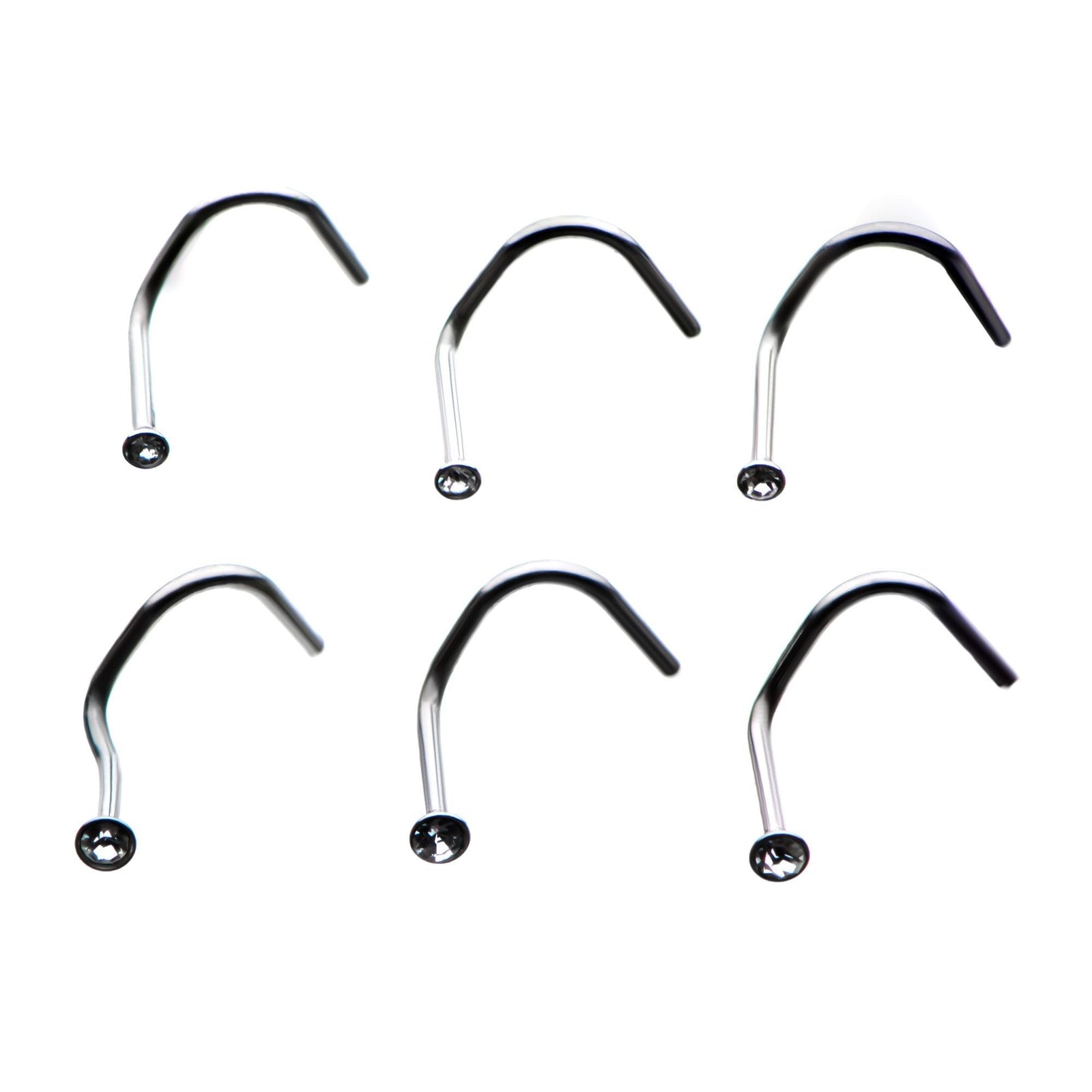 Nose Ring - Nose Screw Nose Srews Clear Gem Multi Packs - 1 Pack -Rebel Bod-RebelBod
