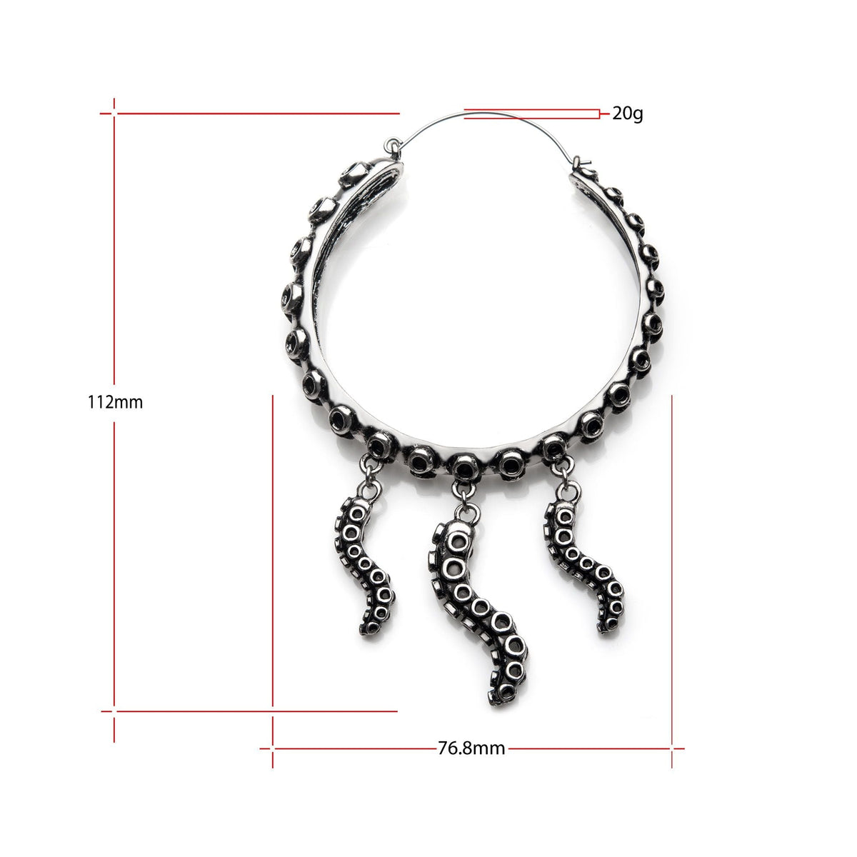 Octopus Dangling Tentacles Plug Hoops -Rebel Bod-RebelBod