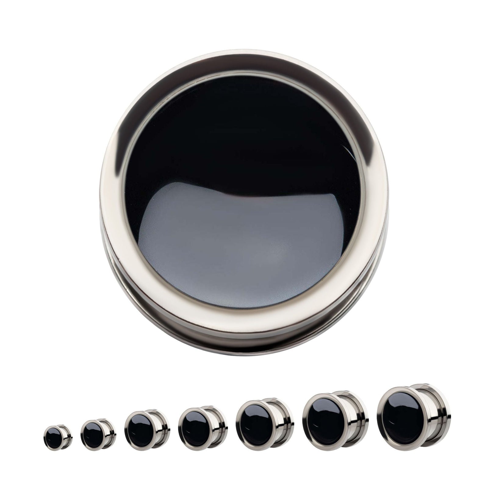Organics Onyx Stone 316L Steel Screw Fit Plug pss77onyx-2pr -Rebel Bod-RebelBod