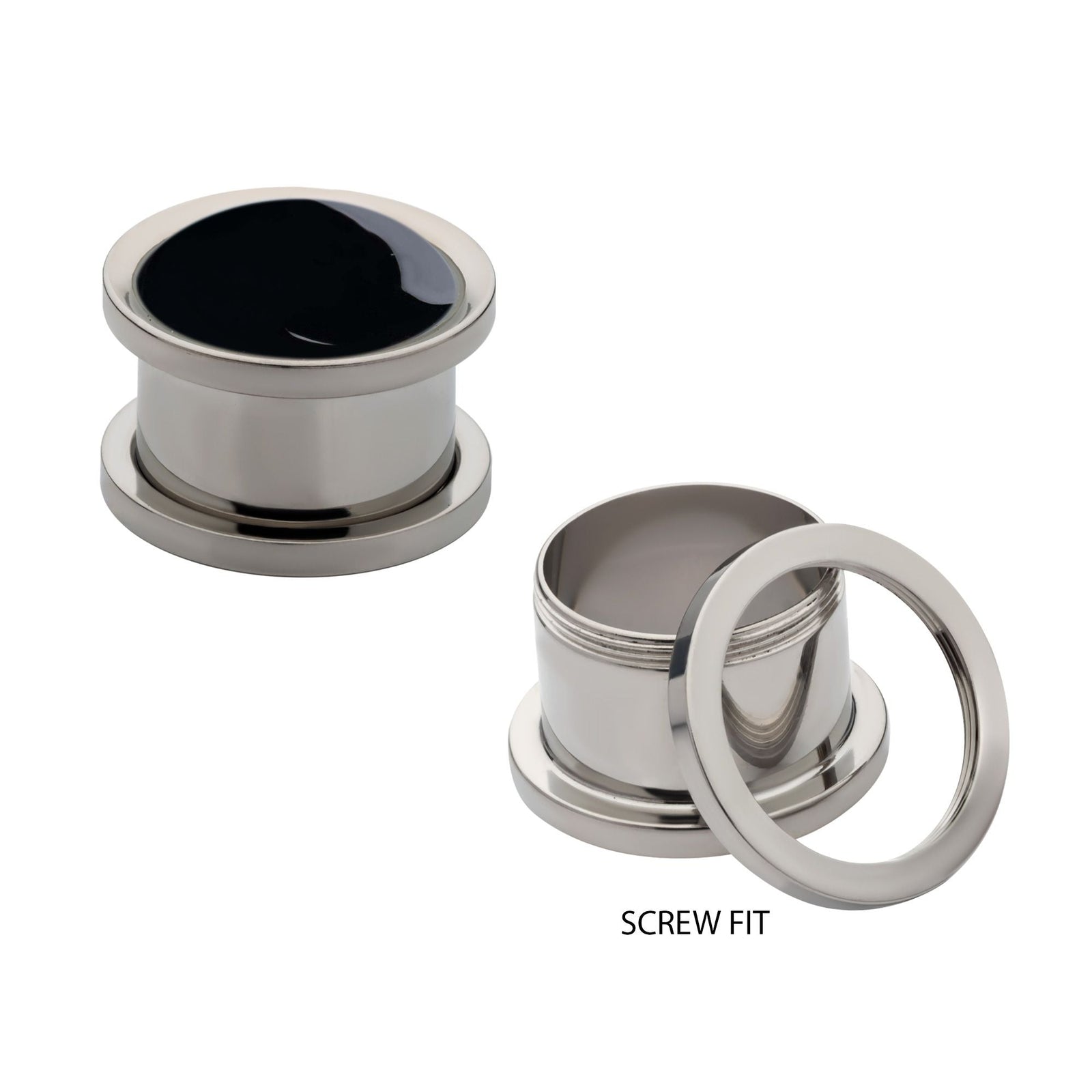 Organics Onyx Stone 316L Steel Screw Fit Plug pss77onyx-2pr -Rebel Bod-RebelBod