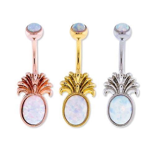 Belly Ring - No Dangle Opal Pineapple Belly Ring - 1 Piece -Rebel Bod-RebelBod