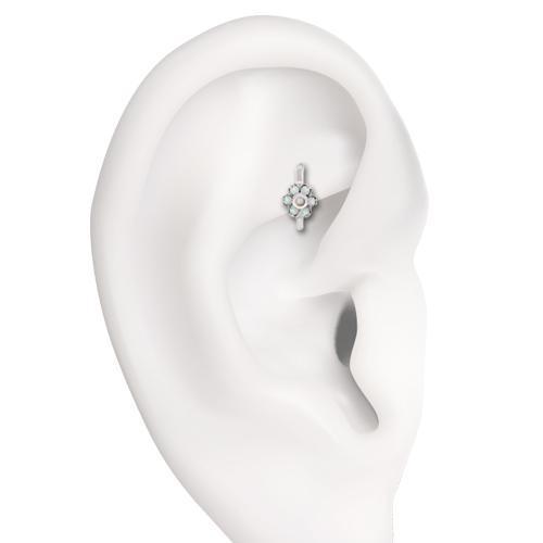 Clicker - Cartilage | Septum Opal Prong Set Flower Rook Clicker - 1 Piece + -Rebel Bod-RebelBod