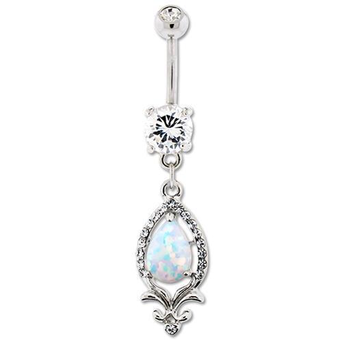 Fancy Opal Tear Drop Dangle Belly Ring - 1 Piece