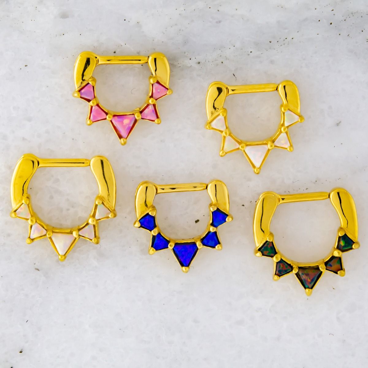 SEAMLESS CLICKER Opal Triangle Septum Clicker - 1 Piece -Rebel Bod-RebelBod