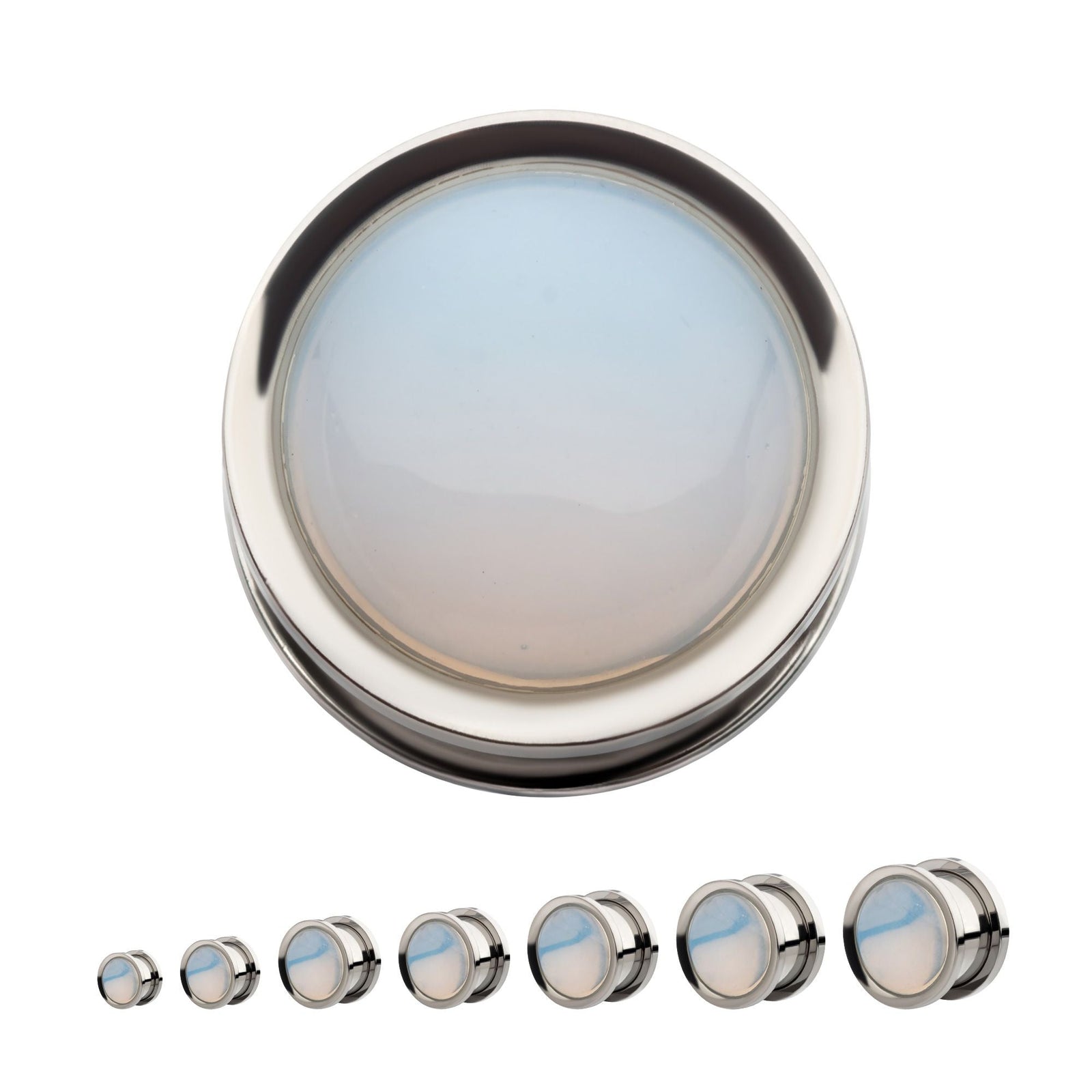 Organics Opalite Stone Steel Screw Fit Plug pss77oplt-2pr -Rebel Bod-RebelBod