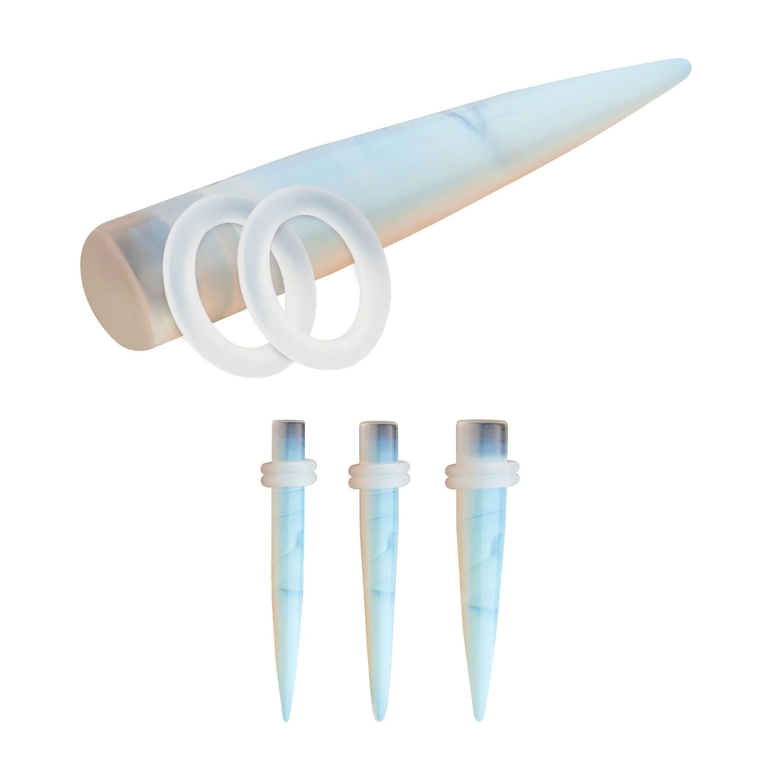 Organics Opalite Stone Taper Clear O-ring pstntpopl-4pr -Rebel Bod-RebelBod