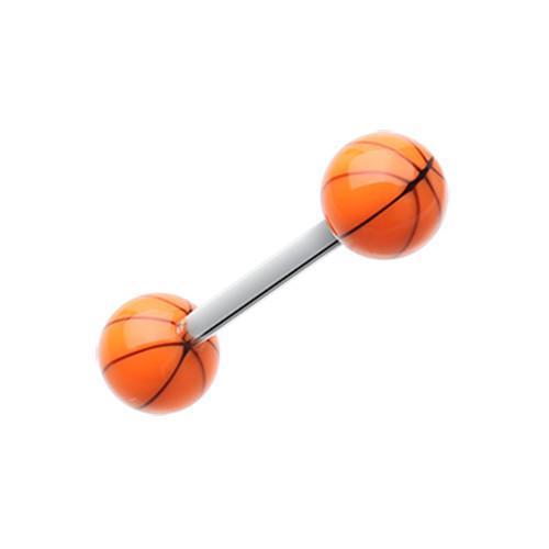 Orange Basketball Acrylic Top Barbell Tongue Ring