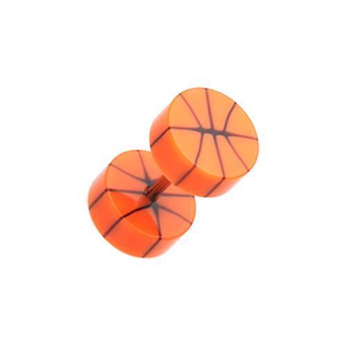 Orange Basketball UV Acrylic Fake Plug - 1 Pair