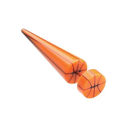Orange Basketball UV Acrylic Fake Taper - 1 Pair